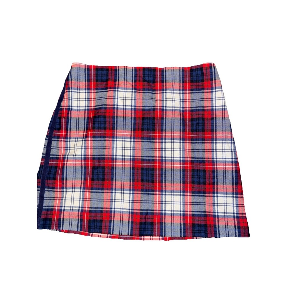Vineyard Vines Skirt Women 10 Red White Blue Tartan Plaid Wool Office Preppy Zip